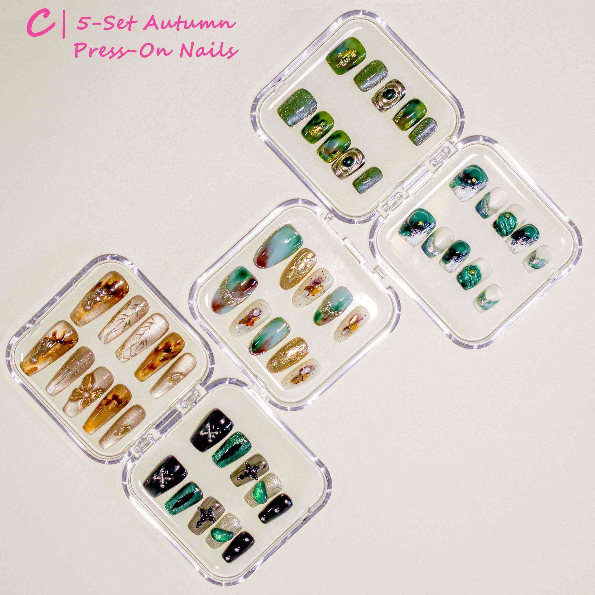 5/10-Set of Autumn-Winter reusable Press on nails by Tennail